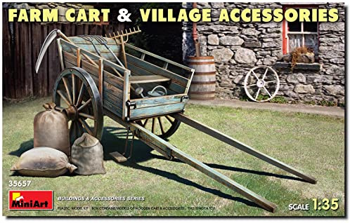 Miniart 1:35 - Farm Cart with Village Accessories, Molded Color
