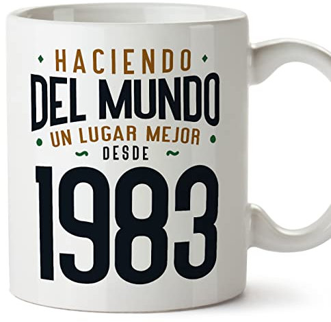 MUGFFINS Tazas 1983 Cumpleaños - En Español - Haciendo del Mundo un Lugar Mejor - 11 oz / 330 ml - Regalo original y divertido