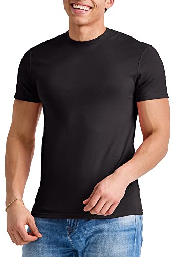 Hanes ComfortBlend Originals Lightweight, Crewneck T-Shirts for Men, Tri-Blend Tee, Tall Sizes, Black