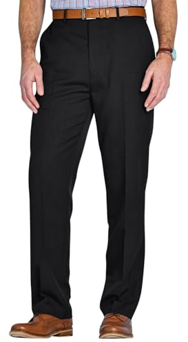 Pegasus Men's Stain-Resist Trouser with Hidden Stretch Waistband Easy-Care and Versatile Pants Black 38W / 31L