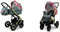 BabyLux® Sky Lark 2-in-1 Baby Kinderwagen Tief und Kinderwagen mit Zubehör Verstellbar und faltbar Aluminiumkonstruktion Wasserdicht Nicht abnehmbare Räder Grey Flex Hibiscus Gold Frame