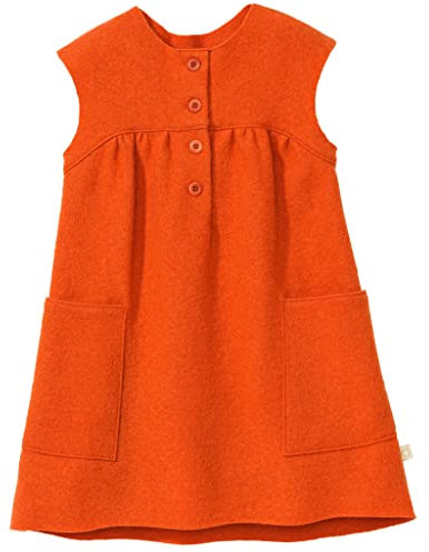 Disana Walk-Kleid, aus leichtem Wollwalk für das ganze Jahr | 100% Bio-Merinowolle GOTS, IVN Best | Baby Kleinkind Kind Mädchen | Made in Germany | Orange Gr. 122-128