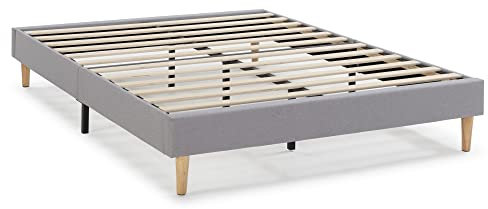 HOMN LIVING Sommier tapissier Aura 140x190 cm Gris Clair, Hauteur 30 cm