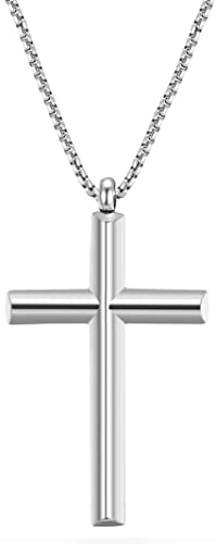 day.berlin Herren Kreuzkette in Silber, Halskette 60cm lang mit Kreuz Anhänger (35x21mm) stabile Venezianer Kette aus 316L Edelstahl, nickelfrei und wasserfest
