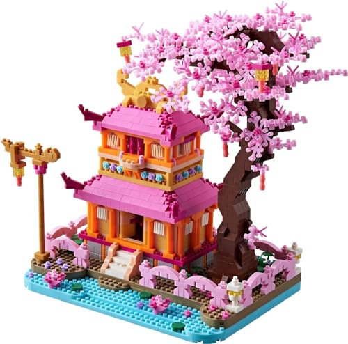 Bloques de construcción de cerezo con minifiguras, juego de construcción 1810, bloques de construcción modulares japoneses, juego de construcción de árbol de cerezo, juguete de construcción de árbol