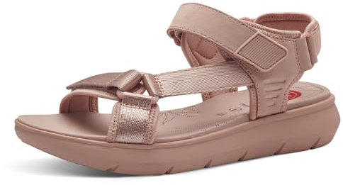 Jana Damen Sandalen flach mit Klettverschluss Vegan, Rosa (Rose), 36 EU