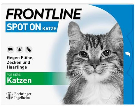 FRONTLINE Spot ON Katze gegen Zecken, Flöhe & Haarlinge (für Jede Größe & Gewicht) - 3X Pipetten für bis zu 3 Monate Schutz - wasserfest