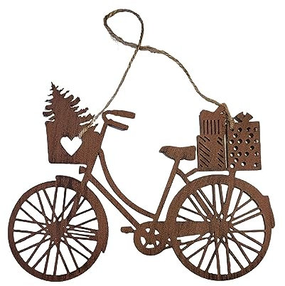 Deko Fahrrad klein zum Hängen Willkommen in Rostoptik mit Juteband Gartendeko 25cm