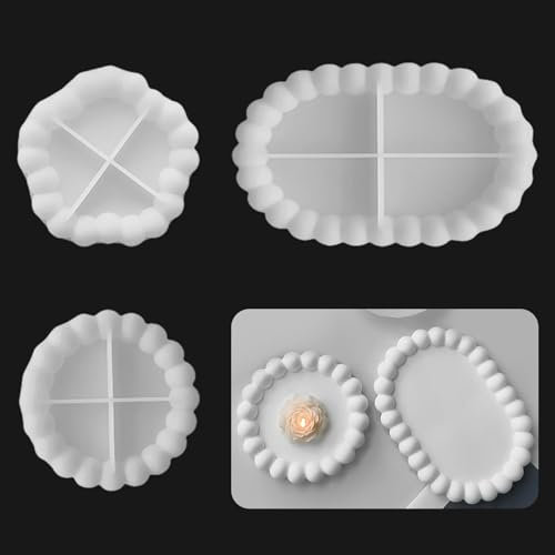 EUDUQ 3 PCS Stampi per Resina,Stampi in Resina per Sottobicchieri,Stampi in Silicone per Cemento fusione per Sottobicchiere,Portacandele,Progetti di Bricolage,Decorazioni per la casa