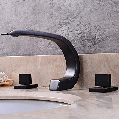 GEBBEM Waschbecken Wasserhahn 3-Loch Messing Heiß- und Kaltrost Langlebige Badarmaturen for Waschbecken 8 Zoll