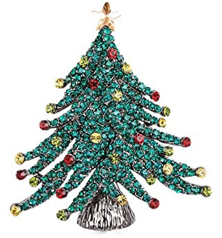 Brosche Damen Exquisite Weihnachtsbaum-Brosche, luxuriöser Damenschmuck, Schal-Knopf, Anzugkragen-Zubehör Fashion Brosche