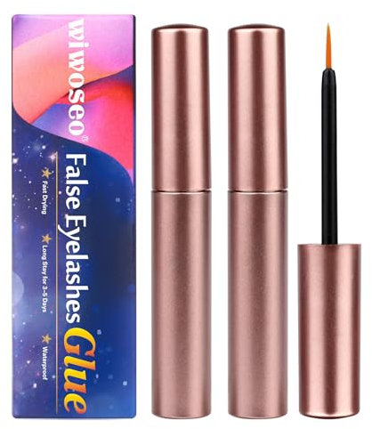 wiwoseo Lash Glue Strong Hold Eyelashes Glue Waterproof Eyelash Adhensive Glue for Strip Lashes Fast Drying Lashes Glue 2 Pack (5mlx2)