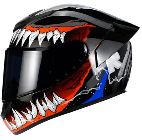 DXDRT Full Face Motorradhelme für Erwachsene Jugend Männer Und Frauen DOT/ECE Genehmigt Street Bike Racing Helm mit Getönten Visier Dual Sport Cascos para Motos,Venom,XL