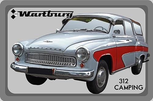 Blechschild 20x30 cm Wartburg 312 Camping Kombi Auto DDR Ostalgie Oldtimer Wand Deko Sammler Geschenk