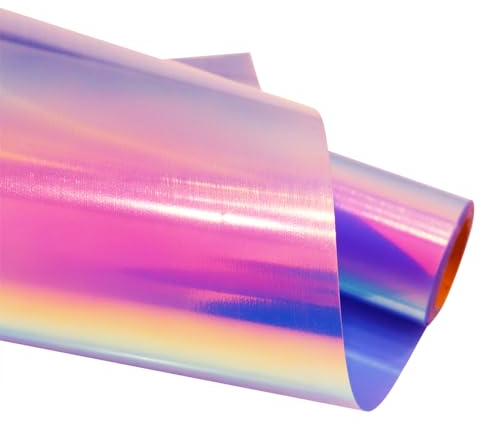 AJINGHTV Holografische Plotterfolie Textil 25.5cm x 183cm Vinylfolie Plotter Flexfolie Textilien Transferfolie zum Aufbügeln für DIY T-Shirt, Stoffe (Holo Blau Plotterfolie Textil)