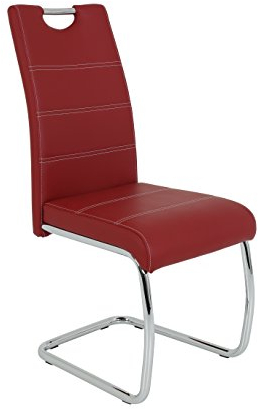 Hela Tische, 1ner Pack Schwingstuhl Flora, Bezug Kunstleder Bordeauxrot, Rundrohrgestell verchromt, Lehne mit Griff, 120kg belastbar