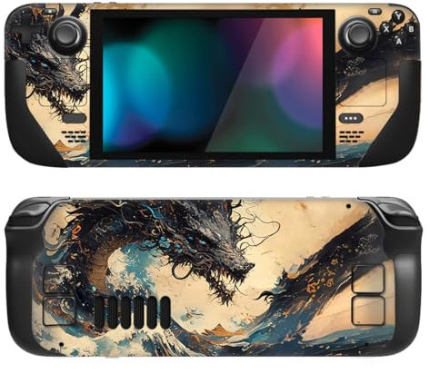 PlayVital Full Set Schutz Skin Decal für Steam Deck LCD, Custom Stickers Vinyl Decal Folie Faceplates Klebefolie für Steam Deck OLED Handheld Gaming PC–Sturmdrache