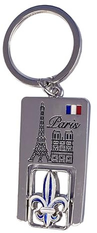 Porte Clé en Métal Paris - Tour Eiffel, Notre-Dame, Fleur de Lys