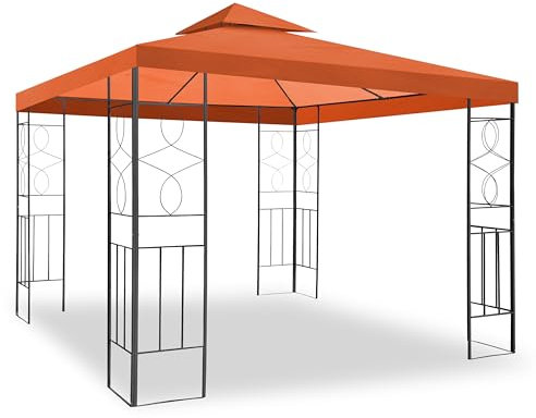 WASSERDICHTER Pavillon Romantika 3x3m Metall inkl. Dach Festzelt wasserfest Partyzelt (Terrakotta)