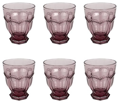 VEA SRL Set Bicchieri Acqua Vetro Colorati Ferrara Pink Set 6 Bicchieri Colorati Vetro Acqua, Bibite e Alcolici, Bicchieri Vetro Colorati, Bicchieri Vetro Particolari 8,5x8,5x10 cm(GEM 57201)