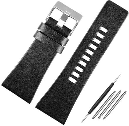 PUCHEN Armband aus echtem Leder Schwarz/Braun Uhrenarmband 22 mm – 32 mm Großes Zubehör für Herrenuhren,32mm