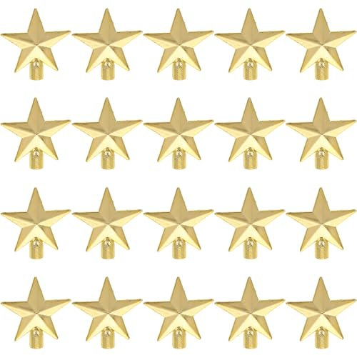 Ciieeo 20pcs Mini Christmas Tree Toppers - Fairy Tree Topper, Xmas Plastic Star Ornaments for Holiday Decoration