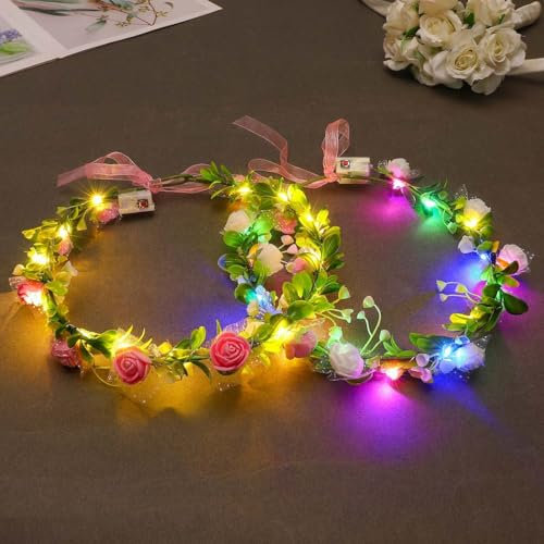 Vakkery Lot de 2 bandeaux lumineux à LED pour femmes et filles
