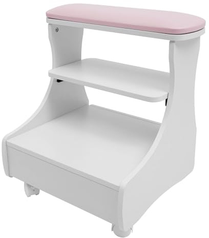 Chaise de pédicure mobile avec tiroirs, chariot de bain de pieds avec roulettes pour bain de pieds, manucure des pieds, massage des pieds (rose)