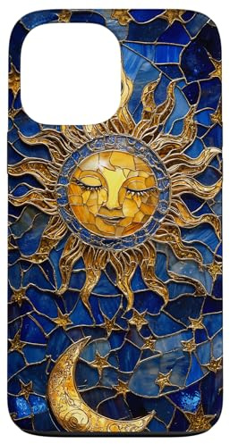 Celestial Sun and Moon Tarot Stained Glass Art Style Case for iPhone 13 Pro Max