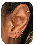 CASSIECA Gold Ohrringe für Damen Herren Ohrringe Chirurgenstahl Damen Creolen Gold Knorpel Ohrringe Huggie Ohrringe Nase Lippen Helix Piercing Schläferohrringe 8/10/12/14/16MM