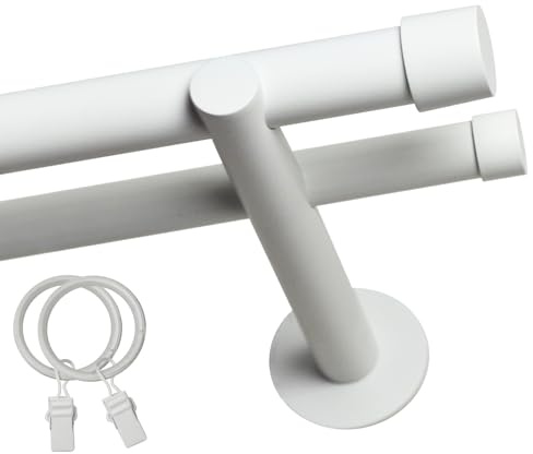 Voppi Gardinenstange Stahl weiß 200cm 25mm Loft mit Endkappen für alle Räume Gardinen Vorhänge Vorhänge