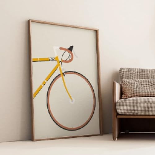BMGKYAGL Leinwandbild für Fahrradliebhaber, Radfahrer, minimalistisches Radsport-Wandbild, Posterdruck, Fahrrad, moderne Bilder für Wohnzimmer, 60 x 80 cm, rahmenlos