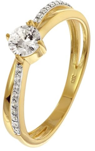 GLIZZ Damenring Gold 333/8K mit Zirkonia elegantes Schmuckstück für modische Frauen, zauberhaftes Accessoire GL8806-54 Ringgröße 54/17,2