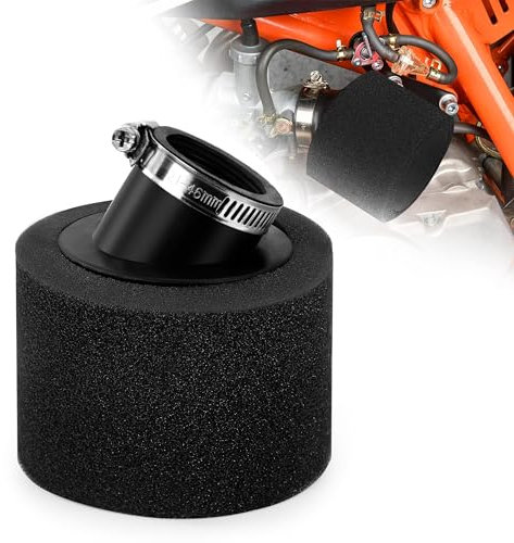 Tunejoy Filtro Aria per Moto 35mm Filtro Aria Spugna Doppio Strato ATV Bocca Obliqua per 50cc 70cc 90cc 110cc Quad Buggy Scooter Dirtbike Moto Go Kart Nero