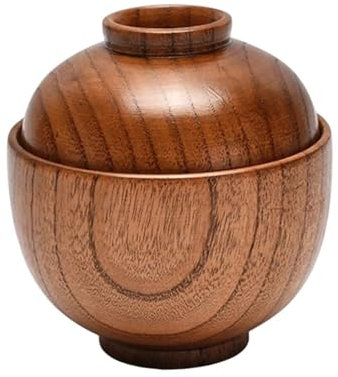 WENYOG Ensaladera Cuenco de Madera con Tapa, Cuenco for Servir arroz, contenedor de Comida, vajilla, utensilio de Comida, Cuencos de Madera pequeños para la Cocina Ensaladas Postre Merienda