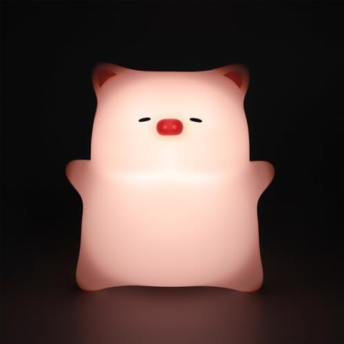 Asixxsix Schweinchen-Nachtlicht, Niedliche Weiche Silikon-Schweinchen-Lampe, Dimmbar, Tragbare Kawaii-Lampen für Kinderzimmer, Wiederaufladbare LED-Schweinchen-Süße-Lampe, Kinder-Nachtlicht