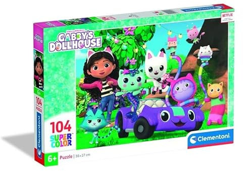 Clementoni Puzzle 104 pieces Gabby's Dollhouse, Puzzle for Kids 6+ Years, Made in Italy, 25034