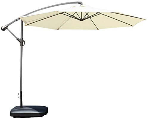 ARDZLALS Sombrilla voladiza para Patio de 9,8 pies, sombrilla Colgante para Exteriores, sombrilla voladiza para Exteriores con Base, para Patio, jardín y terraza