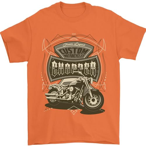 Custom Motorcycles Choppers Biker Motorbike Mens T-Shirt 100% Cotton Orange L