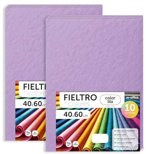 m-office Bastelfilz für DIY-Projekte, Filzplatten in bunten Farben, Weich und Flexibel, Material für Nähen und Patchwork Stoffe, Ideal Handarbeiten, Deko Kunsthandwerk, 20x30cm, (Lila, 20 Stk)