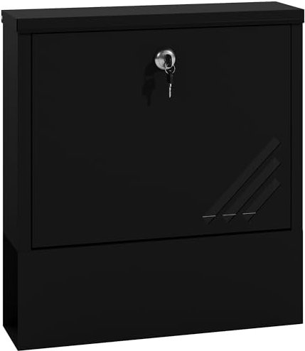 HOMCOM Briefkasten Wandbriefkasten mit Schloss, Deckel, Kupferkern, Postkasten aus Metall, für Outdoor, Dunkelgrau, 30 x 8,5 x 32,5 cm