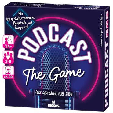 Moses. Podcast - The Game, kreatives Gesprächsspiel & Kommunikationsspiel mit über 200 Themenkarten zum Diskutieren, Lachen & Erinnern, Gesellschaftsspiel für Erwachsene & Jugendliche ab 14 Jahren