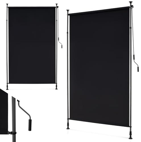 COSTWAY Senkrechtmarkise Außen, Vertikalmarkise 150 x 220-310 cm Höhenverstellbar & Ausziehbar, Balkon Markise ohne Bohren, Balkonrollo mit Kurbel, Sichtschutz Sonnenschutz für Balkon, Terrasse