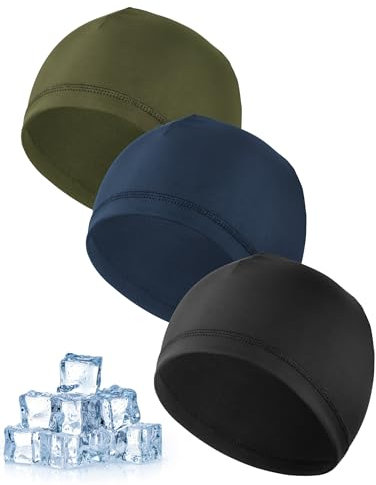 MELLIEX 3 Stück Cooling Fahrradmütze Unter Helm, Atmungsaktiver Eisseidenhut Sommer Sportmütze Multifunktionale Skull Cap für Herren Damen