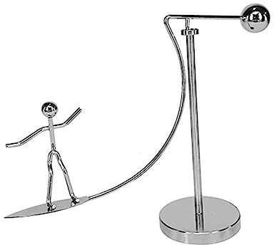 BESPORTBLE Iron Tumbler Balance with Skating Man Design Rotating Desktop Ornament for Science Enthusiasts Physics Demonstration Gadget Desk Decoration for Home and Office