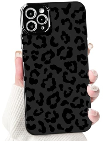 NITITOP for iPhone 11 Pro Max Case Cute Leopard Print Design - Black | for Women Girls Men, Aesthetic Animal Design, Soft TPU Shockproof Cover, Raised Camera Bumper Protection