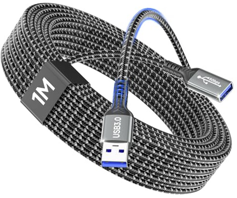 layajia USB 3.0 Extension Cable 1M, USBA Male to A Female USB Extension Cable, 5Gbps High Speed Transfer Extension Lead Compatible with Keyboard, Mouse, U Disk, Printer, Scanner, Gaming Controller