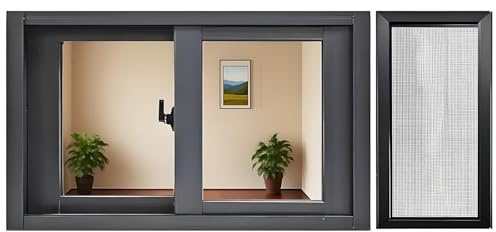 Sicherheits-Fenstergitter für den Außenbereich Kellerfenster, abnehmbares Kellerschiebefenster, Aluminiumfenster for den Innen- und Außenbereich, for Badezimmer Wohnbereich(WxH 18x36 in/45x90cm)