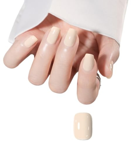 10ml Peel Off Nail Polish, Quick Dry No UV/LED Light Needed Gel Polish, Lasting Shine | Cat Eye, Matte, Glitter Finishes, Easy Apply with Brush, At Home Manicure Kit (Milky Apricot White)