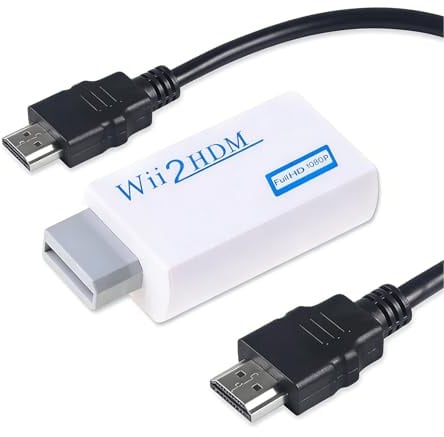 Wii to HDMI Adapter,1080P/720p Adapter for Nintendo Wii with 1.5m HDMI Cable, Supports All Display Modes, Includes 3.5mm Audio Output Jack Compatible for All Wii Display Modes